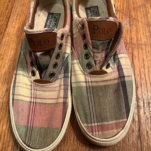 Polo Ralph Lauren Vaughn Men’s Sneakers Tennis Shoes Plaid Check Preppy Size 9D